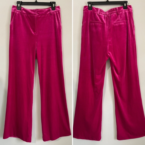 EUC Skies Are Blue Women's Medium Fuchsia Pink Velour Pants Trousers Slacks - Picture 9 of 10